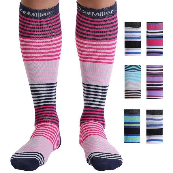 Doc Miller Premium Compression Socks for Women & Men - 15-20mmHg Best for Sport, Travel, Nurses, Pregnancy & Varicose Veins
