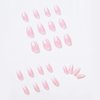 BABALAL 24Pcs Medium Coffin Fake Nails Pink White Flame False Nails Glossy Ballerina Press on Nails for Women and Girls