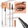 Yulinlon Q707 4 Tipped Precise Brow Pen – Long-Lasting Waterproof Eyebrow Pencil for Natural, Defined Brows – Easy to Use, Suitable for All Skill Levels (1#Light Coffee)