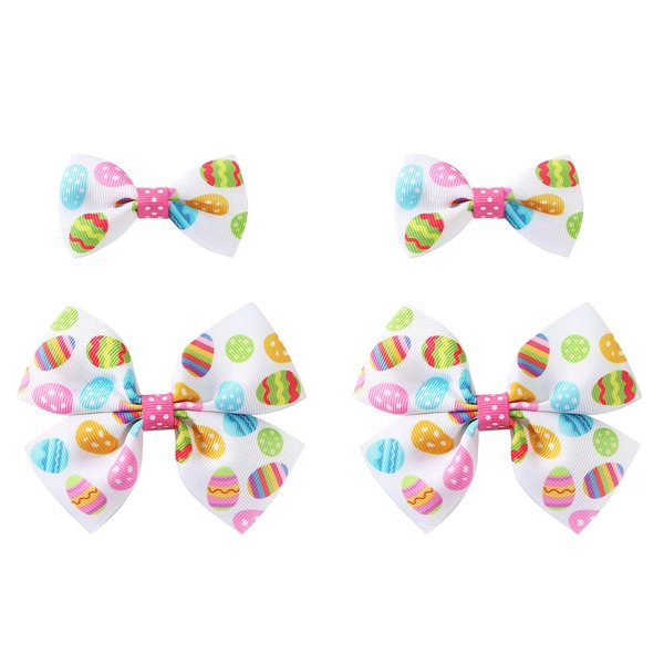 4Pcs Easter Egg Hair Bows Baby Toddler Girls Ribbon Alligator Clips Cute Hair Accessories