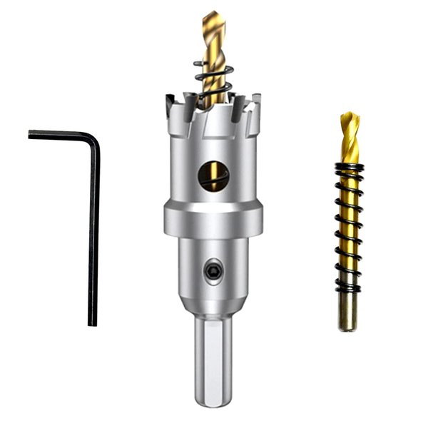 ASNOMY Tungsten Carbide Tipped Hole Saw Drill Bit for Hard Metal, 1 Inch T.C.T Hole Saw Cutter with 2pcs Titanium-Plated Pilot Drill bit for Metal, Steel, Iron, Wood, Plastic