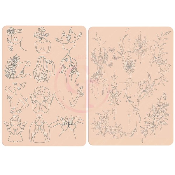 1pc Premium Silicone Tattoo Training Pad Double Side Pre-Printed Pink Tiny Tattoo Practice Skin for Body Art Tattoo Training