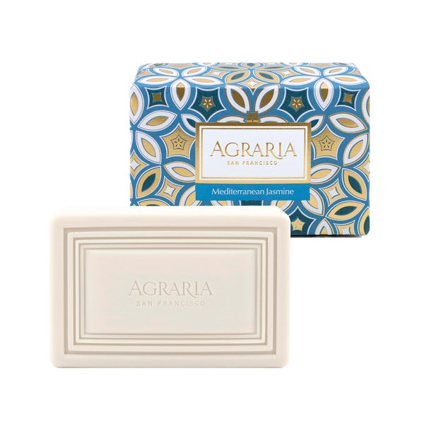 AGRARIA Luxury Bath Mediterranean Jasmine Soap, French Triple Milled Soap, Moisturizing Shea Butter & Kukui Oil Bar Soap for Men and Women, 8 oz
