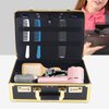 DHBREK Professional Barber Case with Code Lock, Salon Hair Cutting Storage Organizer Kit Stylist Tool Box Traveling Case for Clippers Trimmers Blades Shears Combs Brushes, Gloden