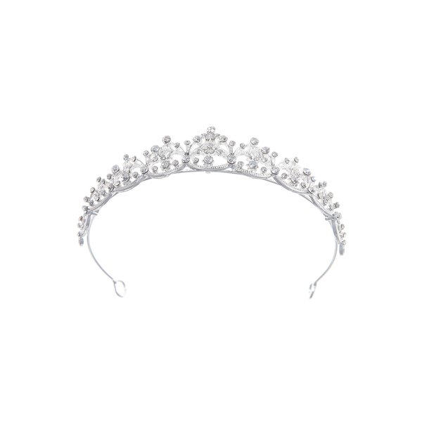 Tiara Crystal Crowns Princess Rhinestone Crown Flower Girl Headbands Bridal Wedding Prom Birthday Party Hair Accessories Jewelry for Women Girls (Silver)