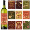 Gold Foil Thanksgiving Wine Bottle Label Stickers 54PCS Thanksgiving Party Wine Bottle Decorations Fall Wine Bottle Covers Harvest Party Supplies