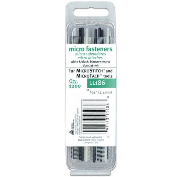Avery Dennison Corporation 4.4mm Micro Stitch Fastener Refills, White & Black 1,200/Pkg