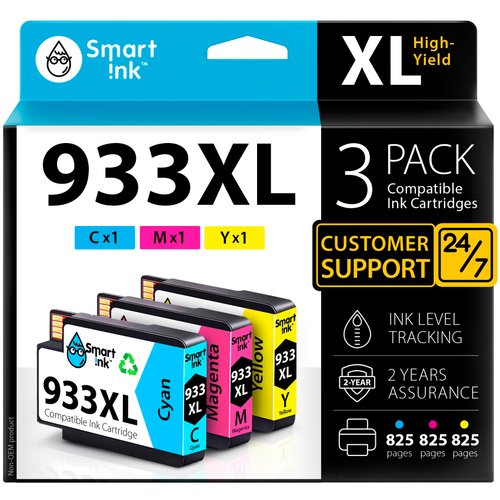 Smart Ink Compatible Ink Cartridges Replacement for HP 932XL 933XL 932 XL 933 XL (3 Combo Pack, Cyan/Magenta/Yellow) to use with HP Printer OfficeJet 6600 6700 7610 7612 6100 7510 7110 7620