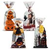 200 PCS Halloween Cellophane Treat Bags Clear Candy Bags with Twist Ties, Halloween Goodie Bags Non Candy Cookie Bags for Kids Halloween Party Favors, Trick or Treat, Hallowen Party Supplies