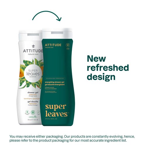 ATTITUDE Body Wash, EWG Verified Shower Gel, Dermatologically Tested, Plant and Mineral-Based, Vegan Personal Care Products, Orange Leaves, 16 Fl Oz