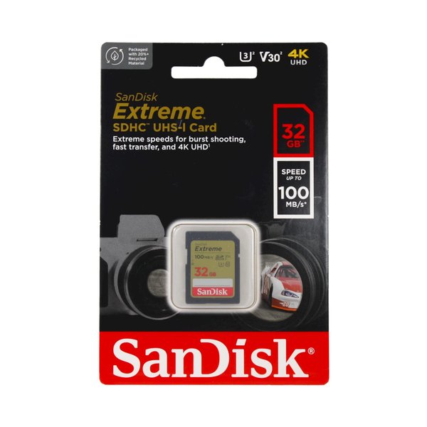 SanDisk 32GB Extreme SDHC UHS-I Memory Card - C10, U3, V30, 4K, UHD, SD Card - SDSDXVT-032G-GNCIN