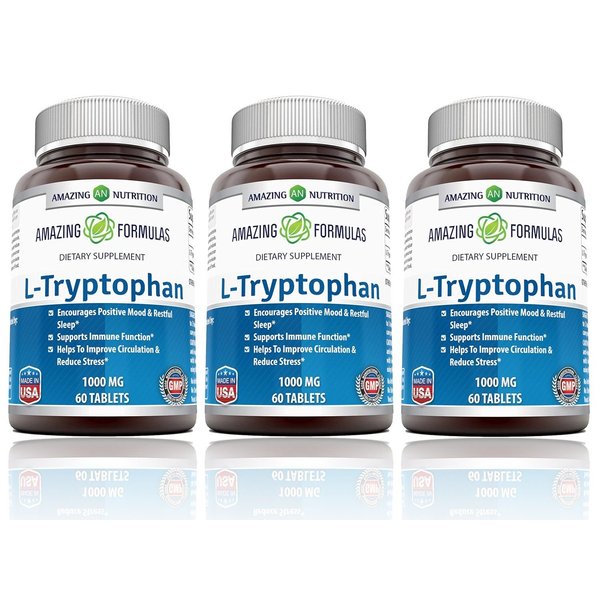 Amazing Formulas L-Tryptophan 1000mg 60 Tablets Supplement | Non-GMO | Gluten Free | Made in USA