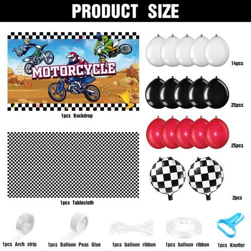 72 Pieces Motorcycle Truck Party Decorations Dirt bike Motocross Backdrop Tablecloth with Balloons Extreme Motorcycle Truck Theme Decor Set for Boy Girl Birthday Party Supplies (Motorcycle Theme)