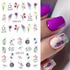 12 Sheets Flower Nail Art Stickers Spring Summer Nail Stickers Water Transfer Nail Art Supplies Lily Orchid Butterfly Small Flower Spring Nail Decals for Women Nail Art Decoration