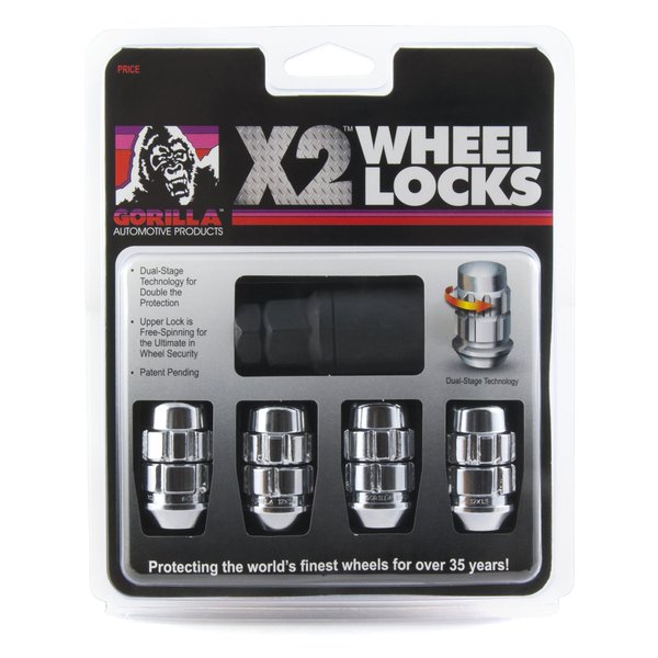 Gorilla Automotive (71641X) 14mm x 1.50 Thread Size Acorn Chrome X2 Wheel Lock, (Pack of 4)
