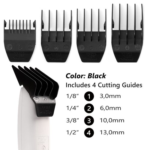 Professional Peanut Clipper Guards - 4-Piece Clipper Guides For Wahl Peanut, Trimmer Cutting Guides Set - Competible with Peanut Blade, Black
