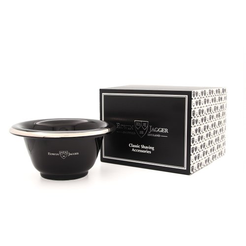 Edwin Jagger RN116 Porcelain Shaving Bowl for Men for Shaving Soap or Shaving Cream (Black)