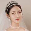 JWICOS 3Pcs White Faux Pearl Headbands Bridal Hair Hoop Hairbands Wedding Hair Accessories for Women and Girls