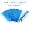 EIPTWH 200PCS Tattoo Pen Covers with 6PCS Tattoo Grip Tapes,Blue Tattoo Machine Wraps Covers with Tattoo Pen Sleeves Bags Set for Tattoo Artist Tattoo Supplies