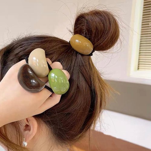 EOQPDECD 4 Pcs Acrylic Semi-Arc Ponytail Hair Ties Elastics Ponytail Holders Decorative Ponytail Holders Hair Bands Ropes Ponytail Hair Accessories for Women Girl Gift, white