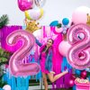 40 Inch Hot Pink Number 2 & Mini Crown Balloon for Birthday Party Decorations, 2nd Birthday Party Decorations, Baby Shower Anniversary Balloons Decorations Supplies