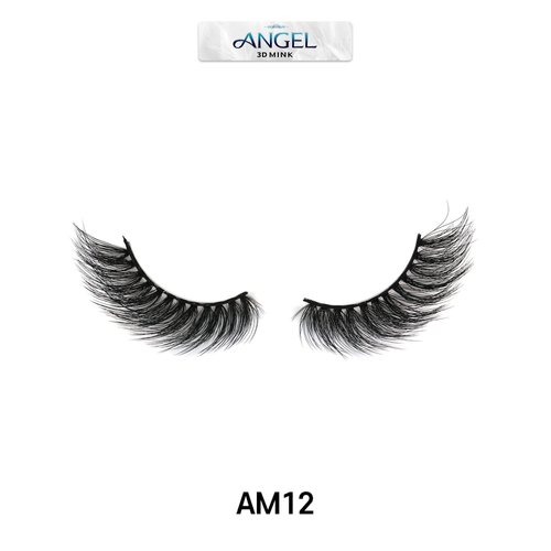Laflare 3D MINK ANGEL Eyelashes, Soft, Feather-Light, Double-Layer, Voluminous, Glamorous, Fluffy, Striking Look, Reusable Premium Quality False Mink Lashes (AM12)
