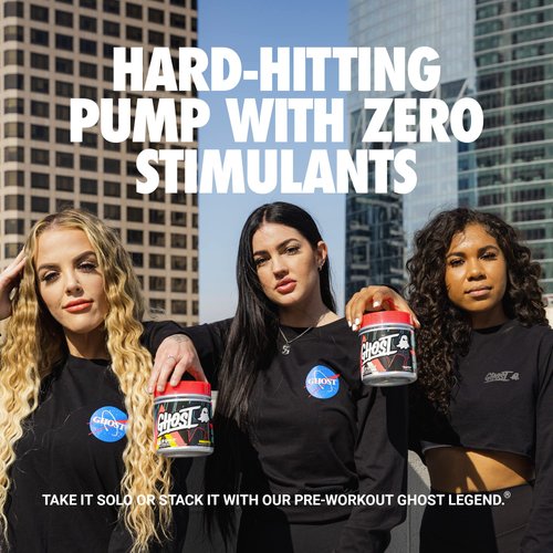 GHOST Pump Nitric Oxide Powder, Peach - 40 Servings - Sugar-Free & Stim-Free Pre-Workout Supplements - L-Citrulline, Arginine Nitrate & L-Glutathione - Soy & Gluten-Free, Vegan