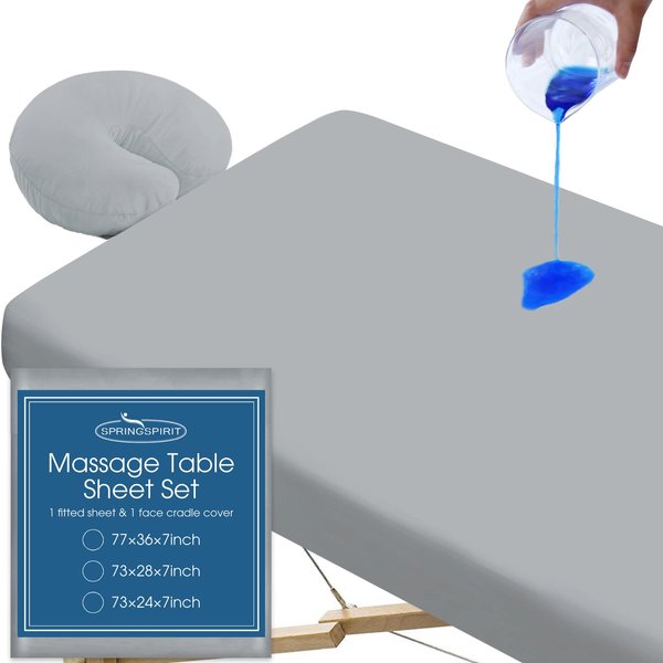 Massage Table Sheets 100% Waterproof 2-Piece Massage Table Cover Sets Multi-sizes Include Massage Fitted Sheet & Face Cradle Cover Ultra Soft & Skin-friendly Fit Massage Table & Facial Bed