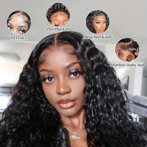 Jessica Hair 13x6 Lace Front Wigs Human Hair HD Lace Curly Wigs Pre Plucked With Baby Hair Curly Brazilian Remy Hair Wigs For Black Women(22 Inch with 150% density)