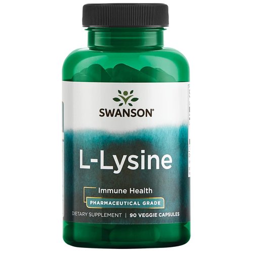 Swanson Amino Acid Ajipure L-Lysine Pharmaceutical Grade 500 Milligrams 90 Veg Capsules