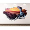 Dinosaur Wall Decal Art Decor 3D Smashed Reptile Sticker Mural Kids Room Custom Gift BL64 (22"W x 14"H)