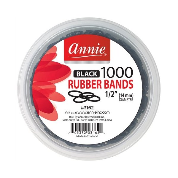 ANNIE 1000 RUBBER BANDS 1/2" #BLACK