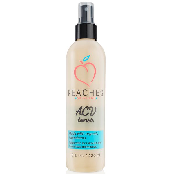 Peaches Skin Care Apple Cider Vinegar Face Toner (8oz) - Vegan Toner for Face with Citrus Extracts - Facial Toner for Acne Breakouts and Blemishes - Gentle Exfoliating Toner