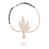 1920s Flapper Headband Great Gatsby Hair Hoops Rhinestone Crystal Tassel Headdress Leaf Pearl Headwear Headpiece Women Girls Hairband Hair Band Party Decoration Cosplay Costume Hair Accessories Golden