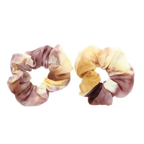 Rainbow Multi-Color Hair Tie Scrunchies - Set of 2 Mustard