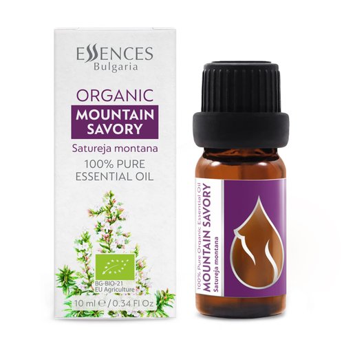 Essences Bulgaria Organic Mountain Savory Essential Oil 1/3 Fl Oz | 10ml | Satureja Montana | 100% Pure and Natural | Undiluted | Therapeutic Grade | Family Owned Farm | Steam-Distilled | Non-GMO