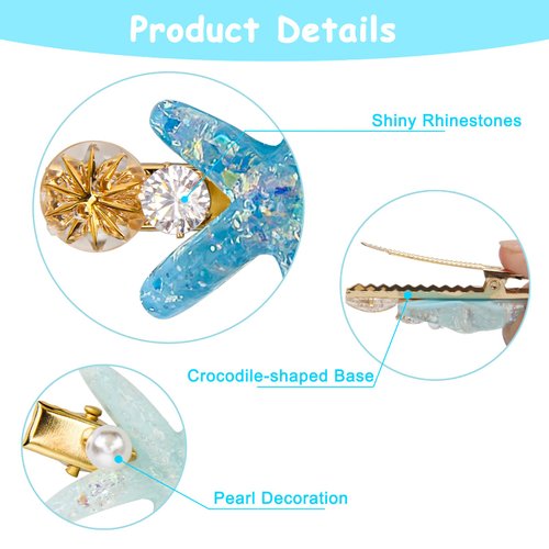 12 Pieces Shell Pearl Starfish Hair Clip Set, Catcan Seashell Hair Clips Starfish Alligator Hair Clips for Women Headwear Styling Tools Hair Accessories (classic style)