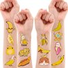 Cute Banana Temporary Tattoos 8 Sheets 90PCS Yellow Banana Party Decorations Supplies Favors Fruits Theme Birthday Cute Stickers Christmas Gifts for Boys Girls Kids Class School Prizes Carnival