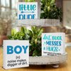 3 Pcs Baby Boy Wood Signs Decor Nursery Baby Boys Wood Block Signs Baby Shower Wooden Box Signs Decorations for Home Tiered Tray Desk Table Shelf