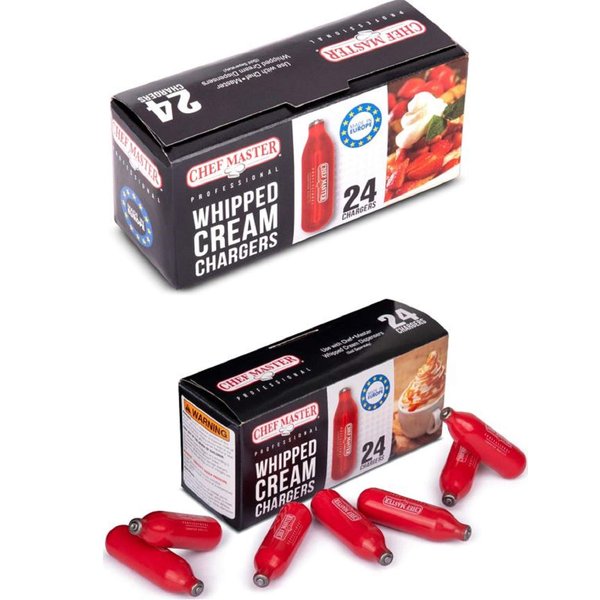 Chef-Master Whipped Cream Chargers, 48 Pack, 8g Cartridge for Whipped Cream Charger, Nitrous Oxide Chargers, Easy to Use, Made in Europe, Value Pack of 48