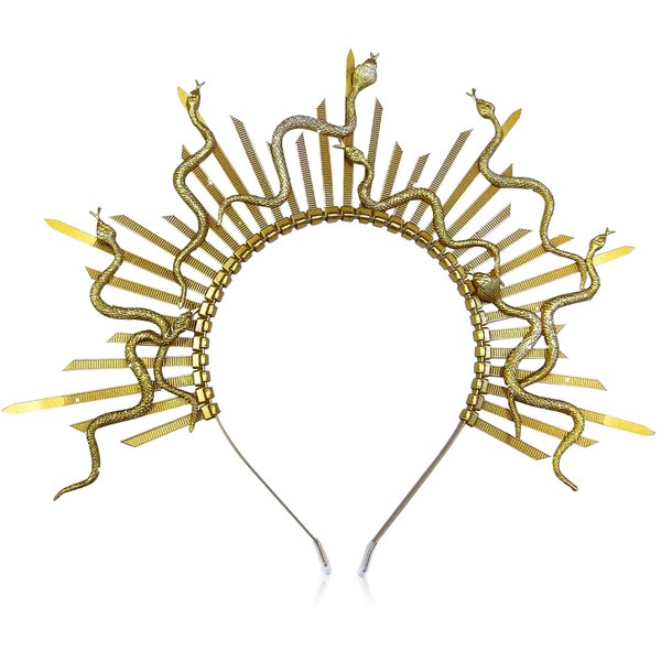 LaVenty Medusa Headpiece Medusa Crown Gold Snake Headband Medusa Costume Accessories Goddess Costume Women Medusa Crown Of Snakes Halloween Christmas Party Costume
