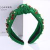 ARATLENCH Christmas Headband Rhinestone Crystal Jeweled Knotted Heabdand for Women Girls Xmas Festive Wide Top Knot Hairband Hair Accessories Christmas Holiday Party Favors Gifts
