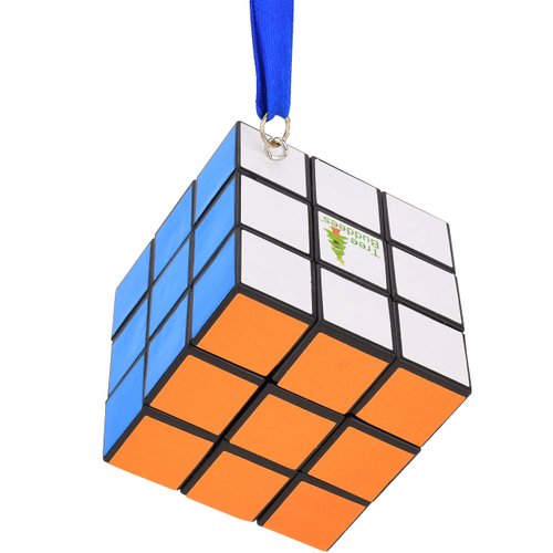 Christmas Ornaments Tree Buddees Colored Cube Puzzle with Blue String