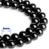 QINJIEJIE 100PCS Black Obsidian Beads 8mm Natural Stones Beads Round Loose Gemstones Crystals Bead for DIY Bracelet Beading Jewelry Making Necklace Earrings 0.32" Crystal Stone