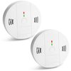 Combination Smoke and Carbon Monoxide Detector Alarm, 2-Pack Beeps Warning Smoke and CO Alarms for Basements Travel Home Office House Bedroom Living Room Car, Battery Operated, Comply with UL 217/2034