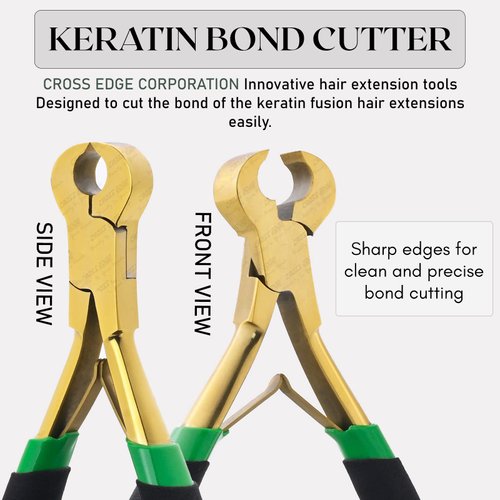 My Hair Tools Innovative Keratin Bond Cutter Used to cut the bonds of Keratin Hair Extensions - Must Have Multipurpose Hair Extension Tools Packed in Soft Rexene Pouch (Gold)