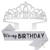CAVETEE Birthday Crowns for Women Its My Birthday Sash and Crown for Women Birthday Crown Adult Woman Set Birthday Decorations for Party Birthday Gifts (Silver)