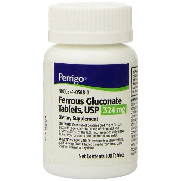Ferrous GLUCONATE 324MG PADD 100TB Paddock Laboratories INC