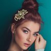 LALAFINA Vintage Flower Hair Barrettes Rhinestone Hair Clips Crystal Hair Barrettes French Hair Clip Retro Hairpin Hair Accessories for Women, Green