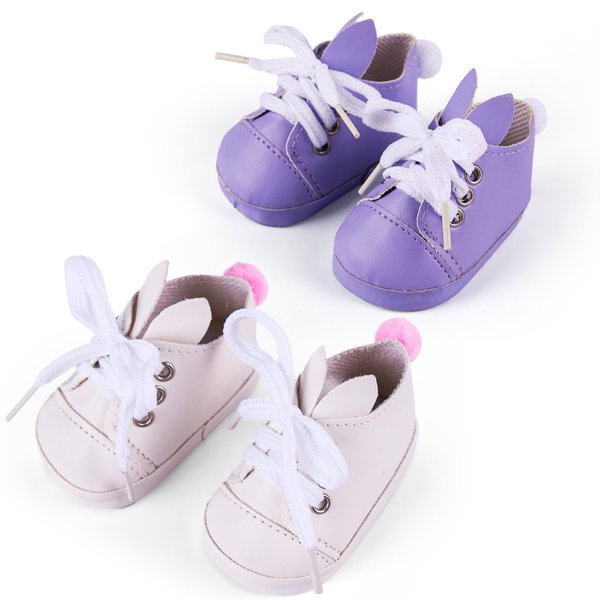 BABESIDE 2 Pairs of Doll Shoes fit 18 Inch Doll Girl, 18 Inch Doll Shoes for Doll Girl, 18 Inch Doll Accessories Pretend Play Set